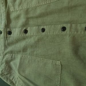 Midi length skirt sage green cotton summer 8 buttons